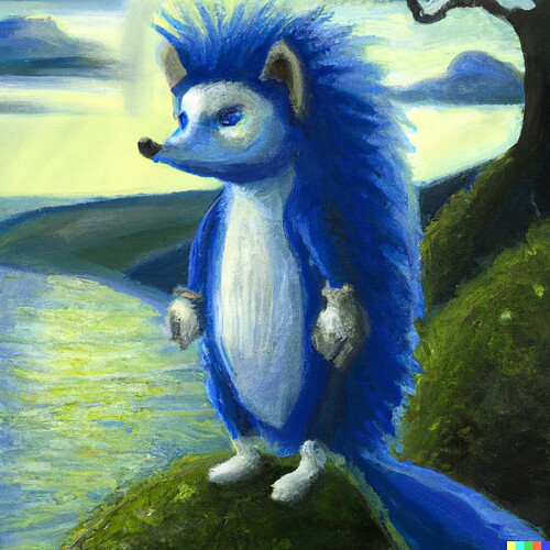 DALL·E 2023-03-22 19.48.52 - painting of the sonic the hedgehog in the style of Caspar David Friedrichs